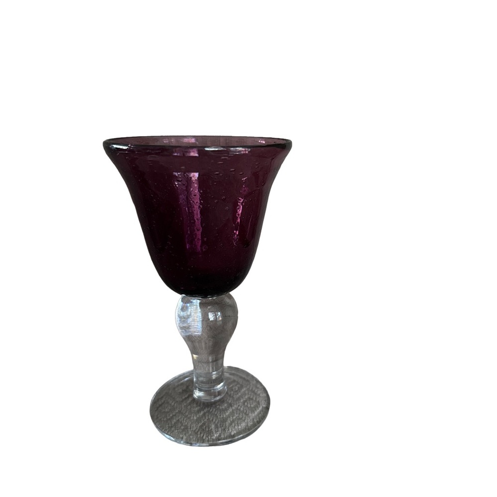 Vintage Amethyst Glass Goblet with a clearer stem.